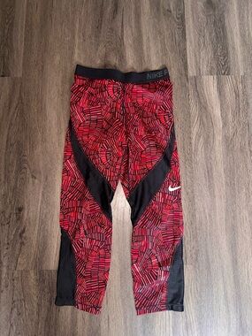 Nike Red & Black Patterned Athletic Leggings